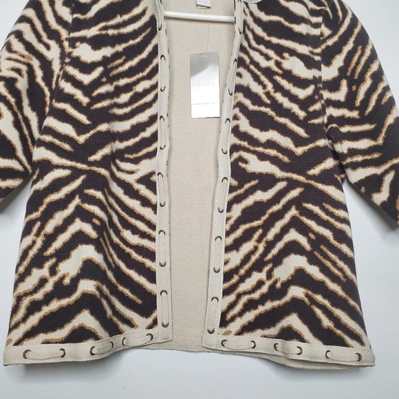Chico's Sassy Animal Sandra Open Front Cardigan Sweater Size 0 Small US … - Picture 6 of 10
